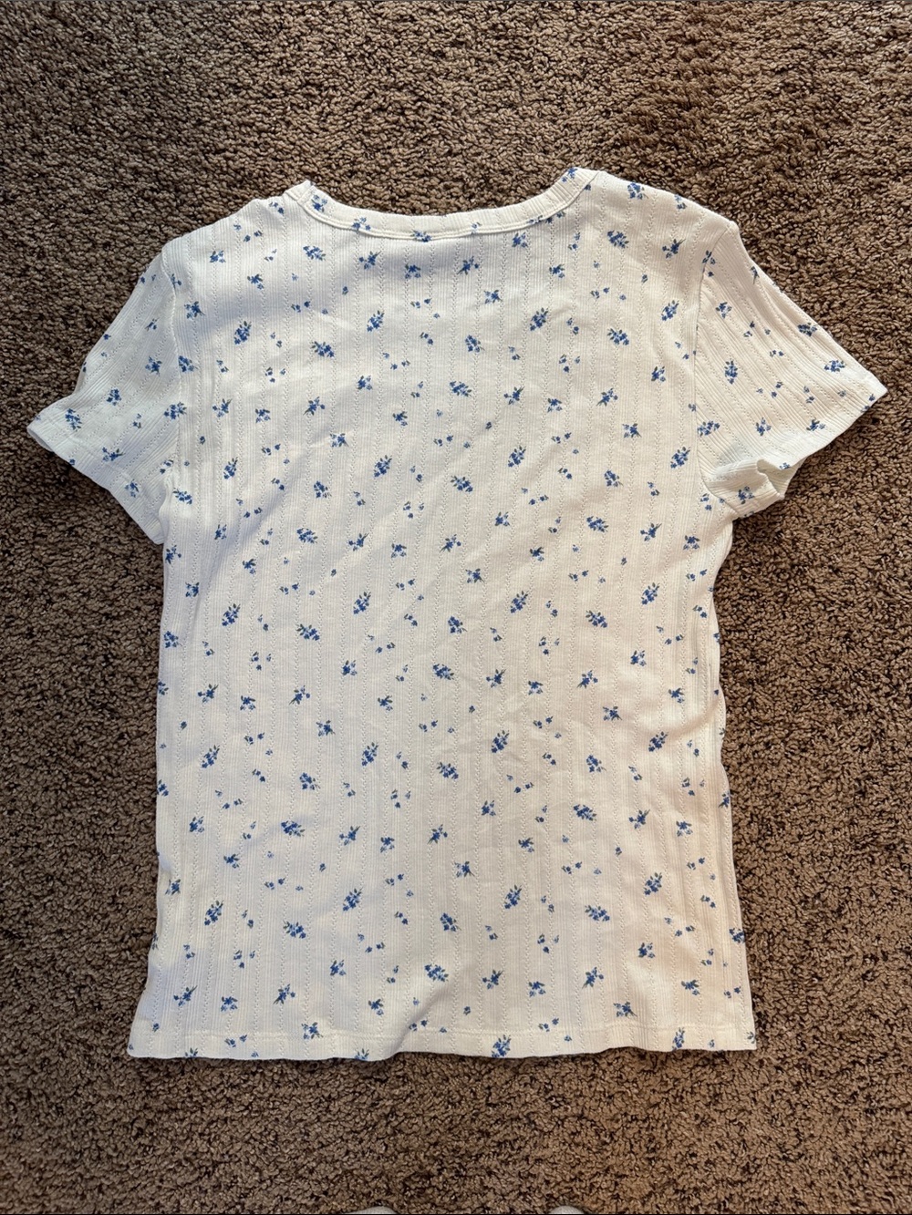 GAP Cream Ribbed Tee with Blue Floral Accents - Picture 3 of 3